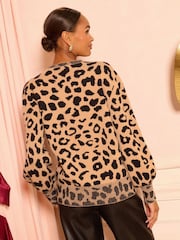 Love & Roses Animal Red Sequin Bow Knit Jumper - Image 4 of 4