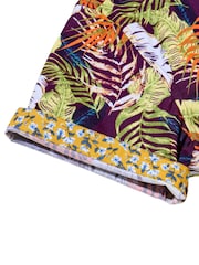 Joe Browns Purple Palm Leaf Print Casual Short Sleeve 100% Cotton Shirt - Image 2 of 4