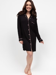 Cyberjammies Black Long Sleeve Jersey Nightshirt - Image 1 of 4
