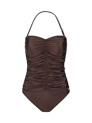 Seaspray Leila Bandeau Ruched Brown Swimsuit - Image 6 of 6
