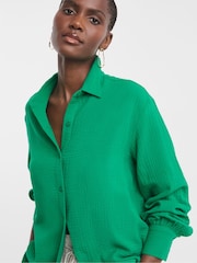 JD Williams Green 100% Cotton Relaxed Shirt - Image 1 of 4
