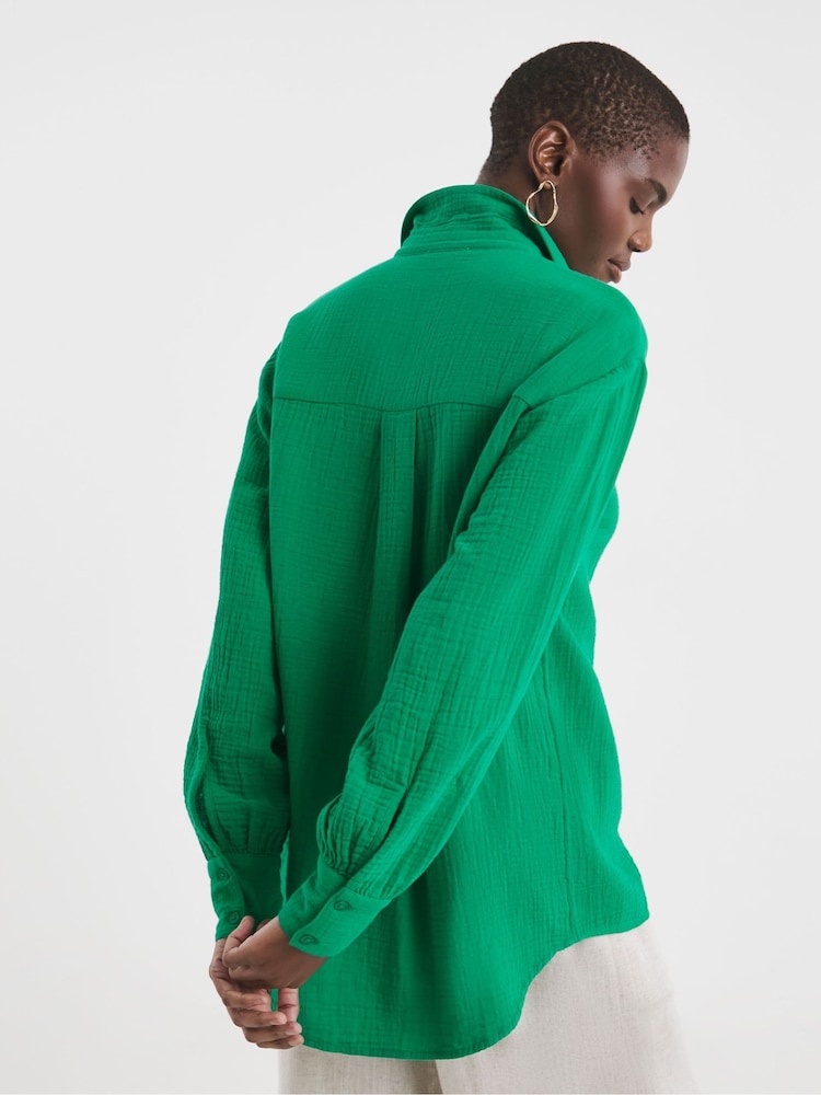 JD Williams Green 100% Cotton Relaxed Shirt - Image 2 of 4