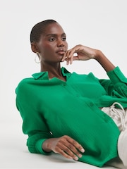 JD Williams Green 100% Cotton Relaxed Shirt - Image 4 of 4