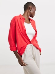 JD Williams Pink 100% Cotton Relaxed Shirt - Image 1 of 4