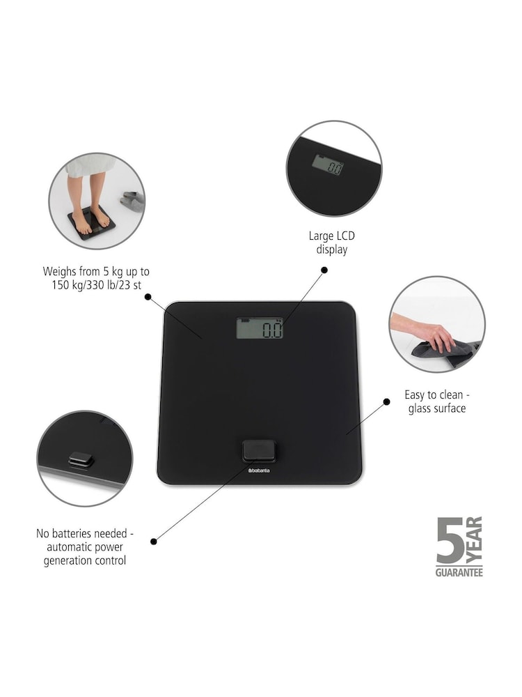 Brabantia Dark Grey ReNew Battery Free Bathroom Scale - Image 2 of 6 Brabantia Dark Grey ReNew Battery Free Bathroom Scale - Image 2 of 6