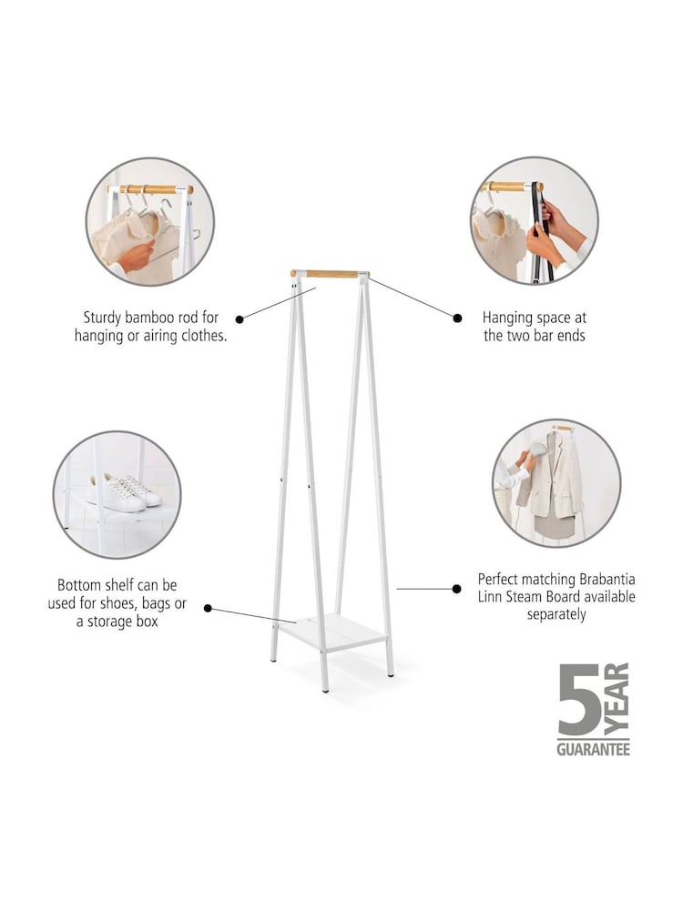 Brabantia White Linn Clothes Compact Rack - Image 2 of 6