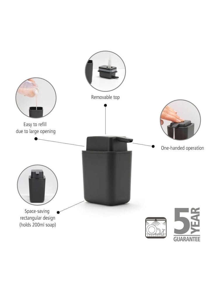 Brabantia Dark Grey SinkSide Soap Dispenser - Image 2 of 6 Brabantia Dark Grey SinkSide Soap Dispenser - Image 2 of 6