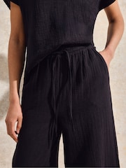 Ro&Zo Cheesecloth Wide Leg 100% Cotton Trousers - Image 4 of 6