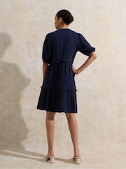 Ro&Zo Blue Petite Short Sleeve Cheesecloth 100% Cotton Mini Dress - Image 4 of 4