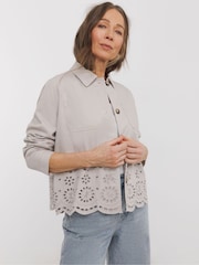 JD Williams Grey Broderie Utility Jacket - Image 1 of 4