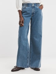 JD Williams Blue Elasticated Wide Leg Jeans - Image 1 of 4