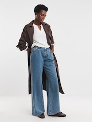 JD Williams Blue Elasticated Wide Leg Jeans - Image 4 of 4