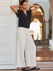 Ro&Zo Black 100% Cotton Frill Neck Cheesecloth Top - Image 1 of 7