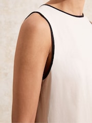 Ro&Zo Cream Linen Blend Piping Detail Short Dress - Image 3 of 4