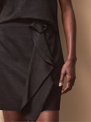 Ro&Zo Black Frill Detail Linen Blend Skirt - Image 4 of 4