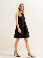 Ro&Zo Black Puffball Linen Blend Dress - Image 1 of 3