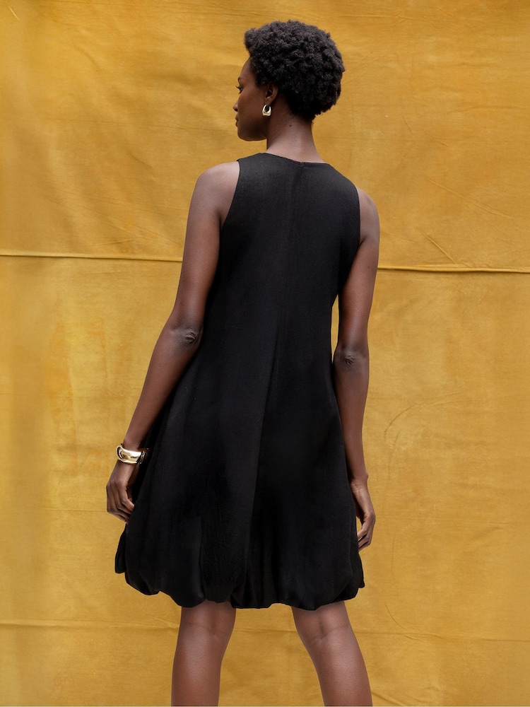 Ro&Zo Black Puffball Linen Blend Dress - Image 6 of 6