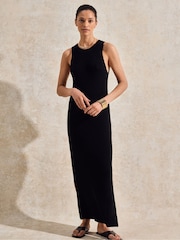 Ro&Zo Black Knit Halterneck Maxi Dress - Image 3 of 7