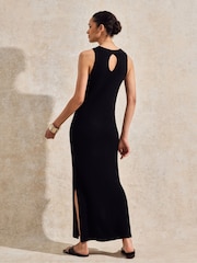 Ro&Zo Black Knit Halterneck Maxi Dress - Image 7 of 7