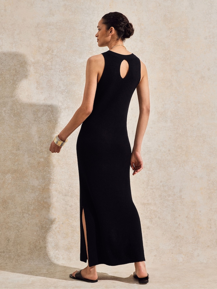 Ro&Zo Black Knit Halterneck Maxi Dress - Image 7 of 7