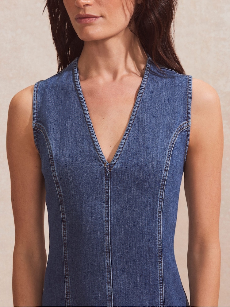 Buy Ro&Zo Blue Denim V-Neck Maxi Dress from Next USA Buy Ro&Zo Blue Denim V-Neck Maxi Dress from Next USA