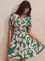 Ro&Zo Pink 100% Cotton Short Puff Sleeve Dress - Image 1 of 4