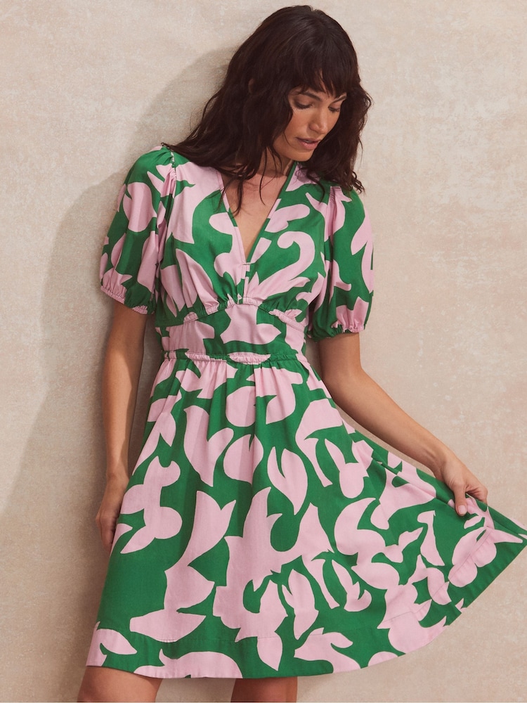Ro&Zo Pink 100% Cotton Short Puff Sleeve Dress - Image 1 of 4