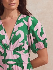 Ro&Zo Pink 100% Cotton Short Puff Sleeve Dress - Image 3 of 4