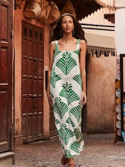 Ro&Zo Green Fan Print Square Neck Dress - Image 1 of 5
