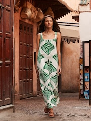 Ro&Zo Green Fan Print Square Neck Dress - Image 3 of 5
