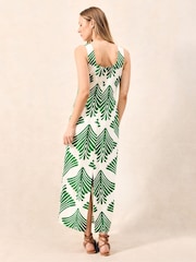 Ro&Zo Green Fan Print Square Neck Dress - Image 4 of 5