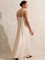 Ro&Zo Cream Petite Tie Detail Maxi Dress - Image 5 of 5