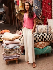 Ro&Zo Pink 100% Cotton Frill Neck Cheesecloth Top - Image 3 of 7