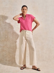 Ro&Zo Pink 100% Cotton Frill Neck Cheesecloth Top - Image 7 of 7