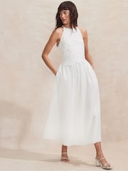 Ro&Zo White 100% Cotton Marina Floral Cutwork Dress - Image 4 of 5