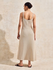Ro&Zo Brown Petite Stripe Knit Sweetheart Neck Dress - Image 2 of 3