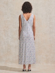 Ro&Zo White Petite Ditsy V-Neck Midi Dress - Image 4 of 4