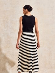 Ro&Zo Black Petite Stripe Knit Midi Dress - Image 2 of 3