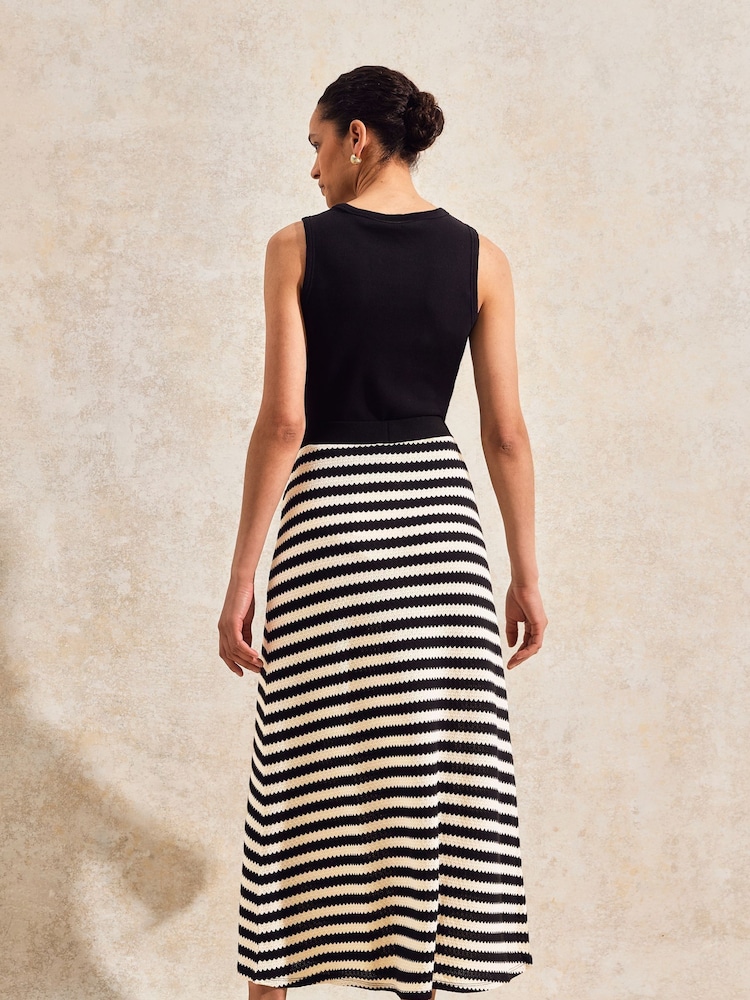 Ro&Zo Black Petite Stripe Knit Midi Dress - Image 2 of 3