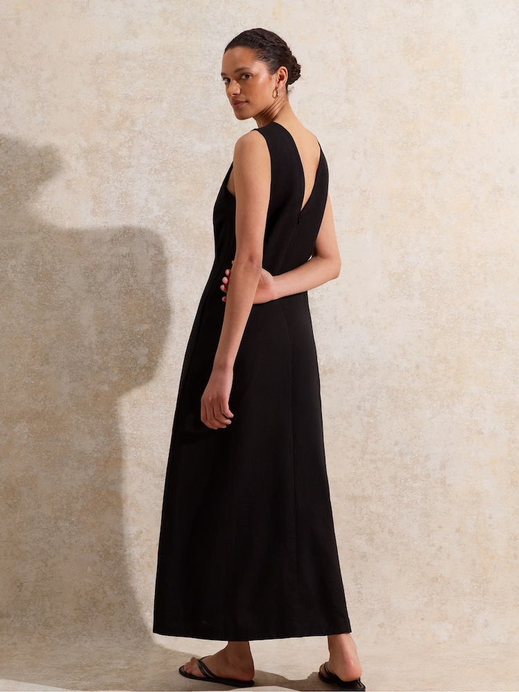 Ro&Zo Black V-Neck Blend Midi Dress - Image 2 of 5