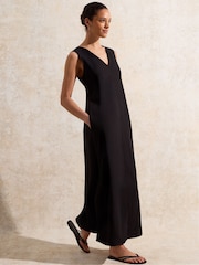 Ro&Zo Black V-Neck Blend Midi Dress - Image 5 of 5