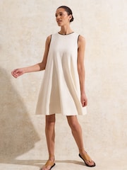 Ro&Zo Cream Petite Blend Piping Detail Short Dress - Image 1 of 4