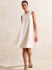 Ro&Zo Cream Petite Blend Piping Detail Short Dress - Image 2 of 4