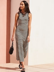 Ro&Zo Black Stripe Knit Midi Dress - Image 1 of 6