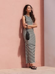 Ro&Zo Black Stripe Knit Midi Dress - Image 2 of 6