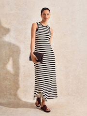 Ro&Zo Black Stripe Knit Midi Dress - Image 4 of 6