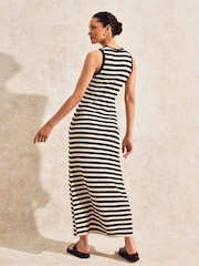 Ro&Zo Black Stripe Knit Midi Dress - Image 6 of 6