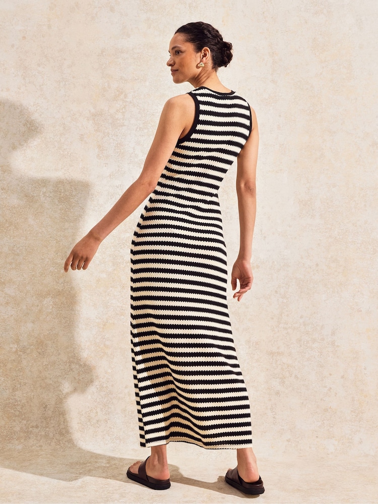 Ro&Zo Black Stripe Knit Midi Dress - Image 6 of 6