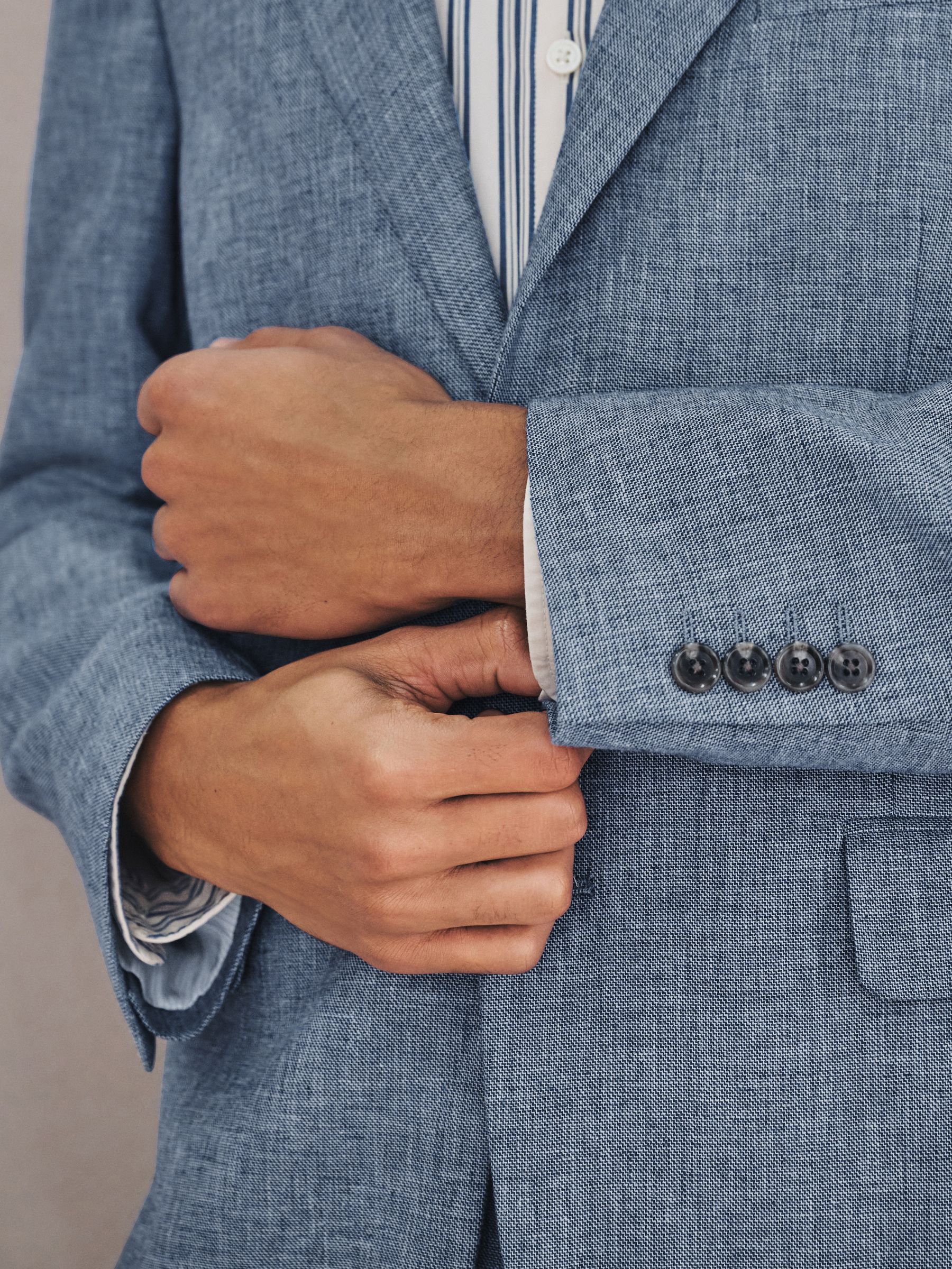 Buy Blue Tailored Fit Linen Blend Texture Suit Jacket from Next USA
