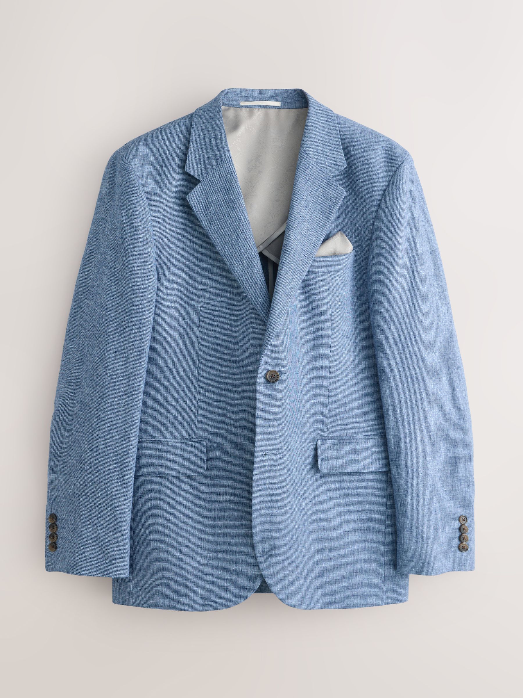 Buy Blue Tailored Fit Linen Blend Texture Suit Jacket from Next USA